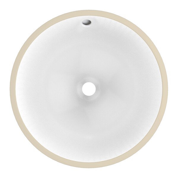 17 W CUPC Round Undermount Sink Set In White, White Hardware, Overflow Drain Incl.